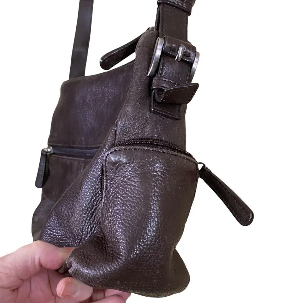 Vintage Stone Mountain Brown Leather Shoulder Bag